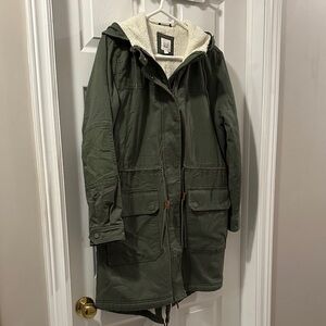 GAP Olive Hooded Utility Jacket with Sherpa Lining